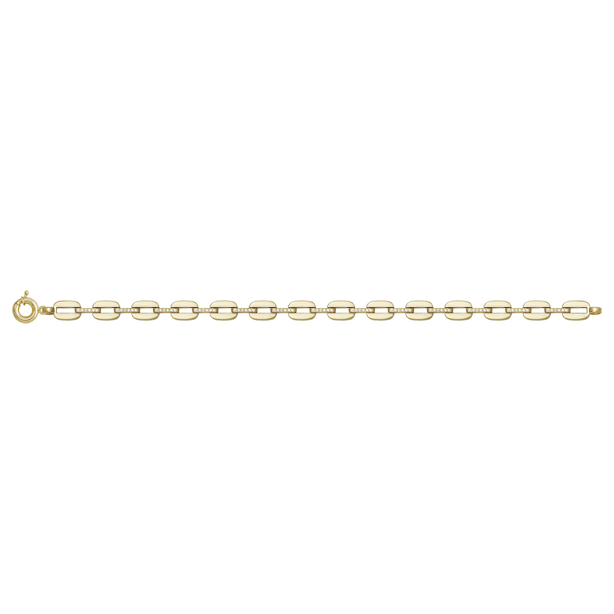 Solid gold fancy link bracelet, 9.65 g — shown square on a plain background.