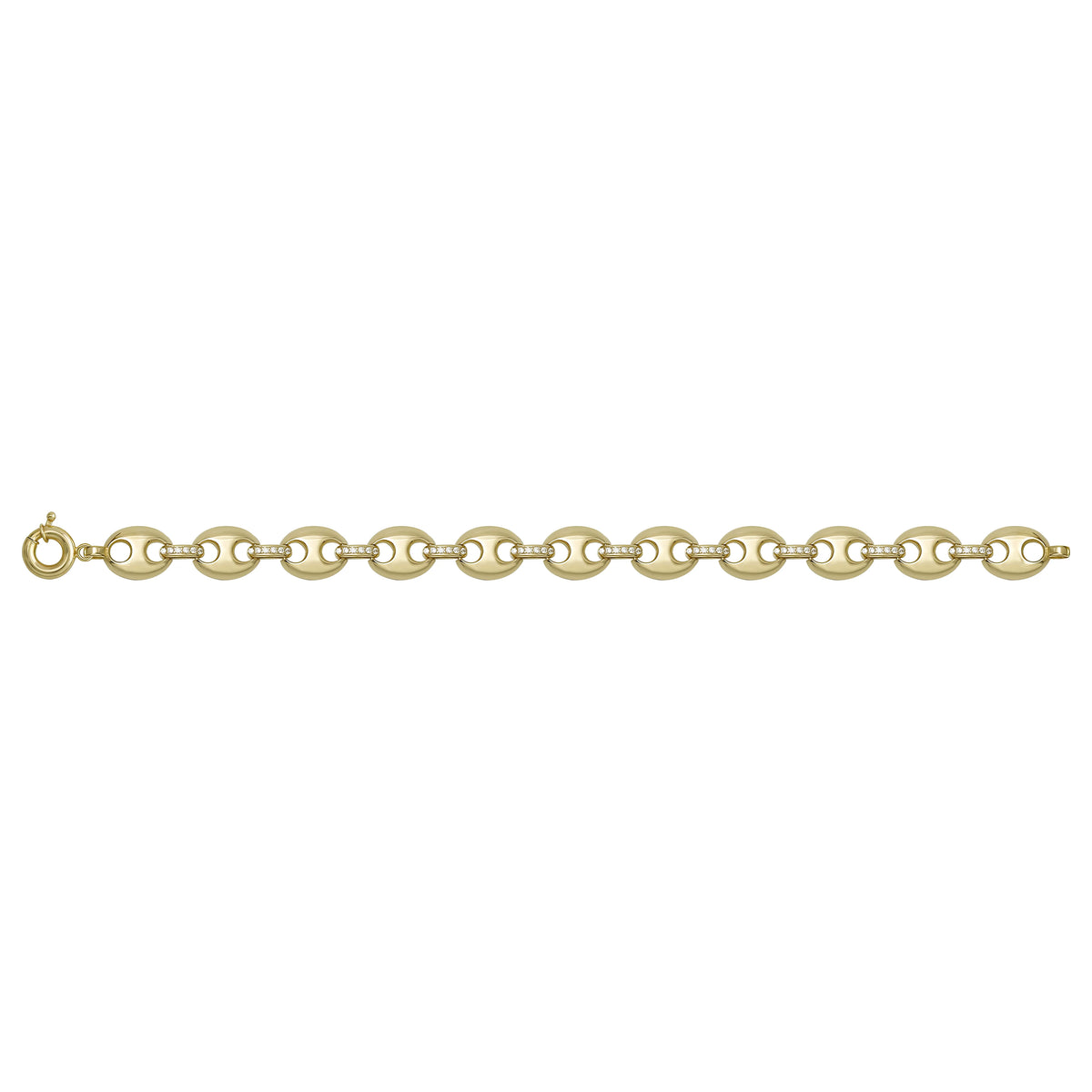 Solid gold mariner bracelet, 10.10 g — shown square on a plain background.