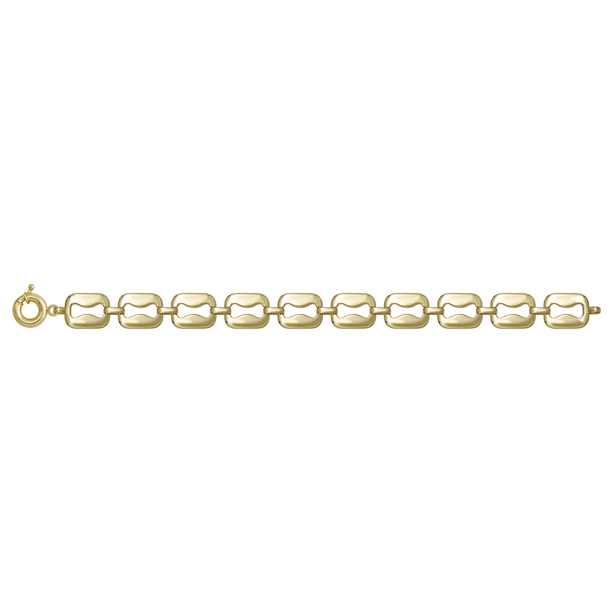Solid gold fancy link bracelet, 9.32 g — shown square on a plain background.