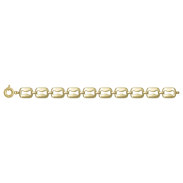 Solid gold fancy link bracelet, 9.32 g — shown square on a plain background.