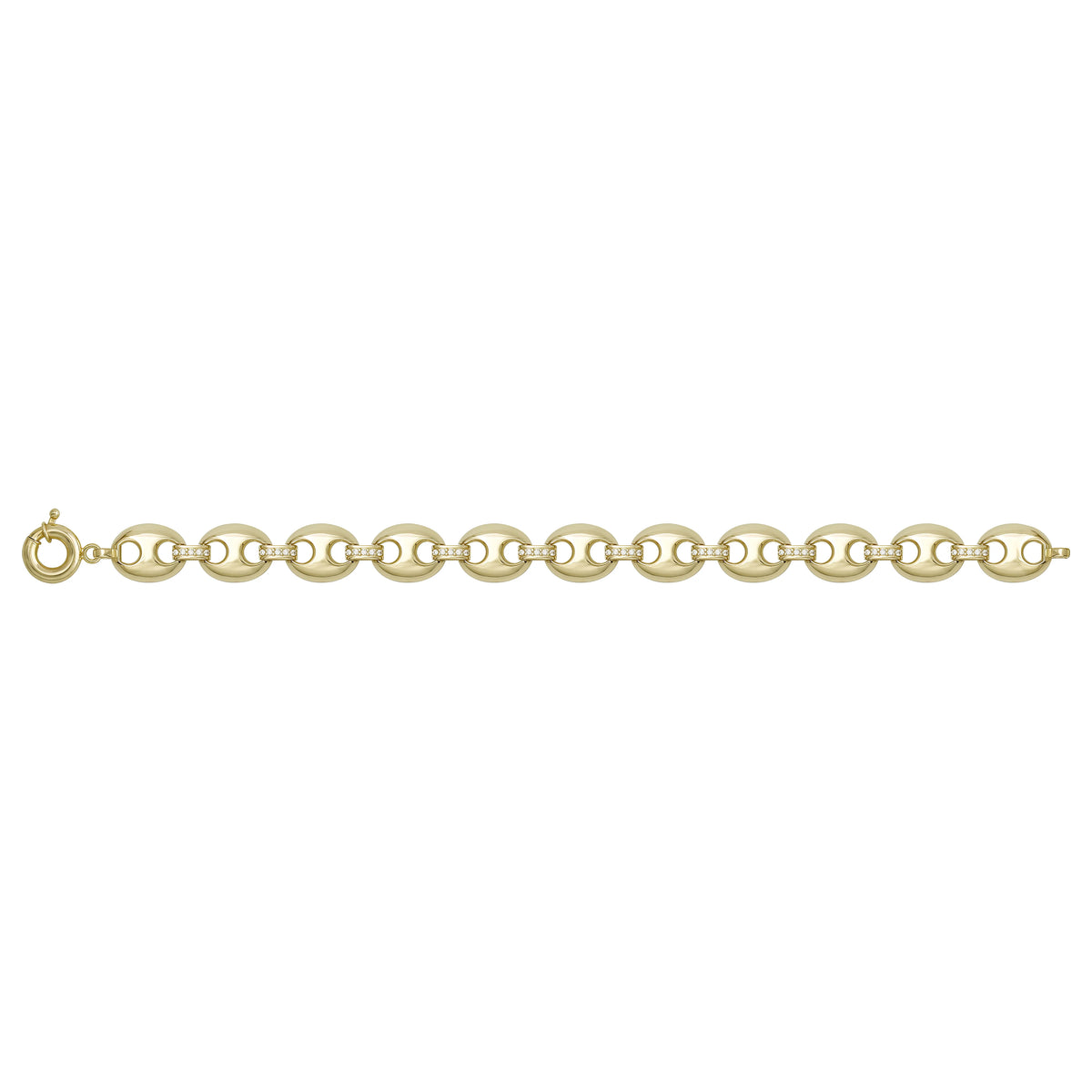 Solid gold mariner bracelet, 13.38 g — shown square on a plain background.