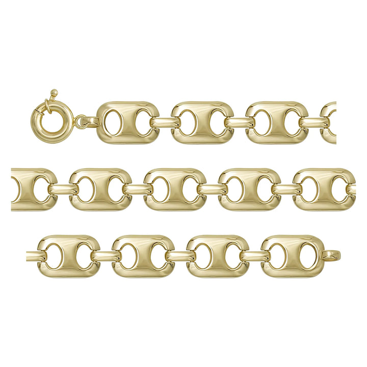 Solid gold mariner bracelet, 8.41 g — shown in three rows across the frame.