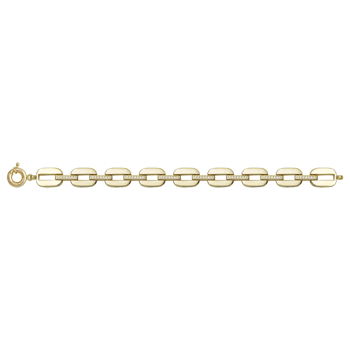 Solid gold fancy link bracelet, 14.90 g — shown square on a plain background.