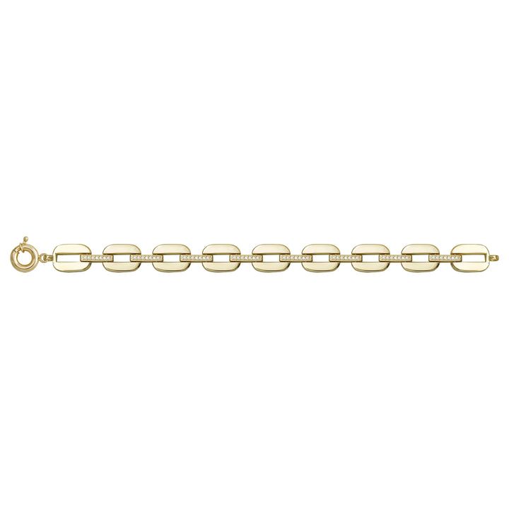 Solid gold fancy link bracelet, 14.90 g — shown square on a plain background.
