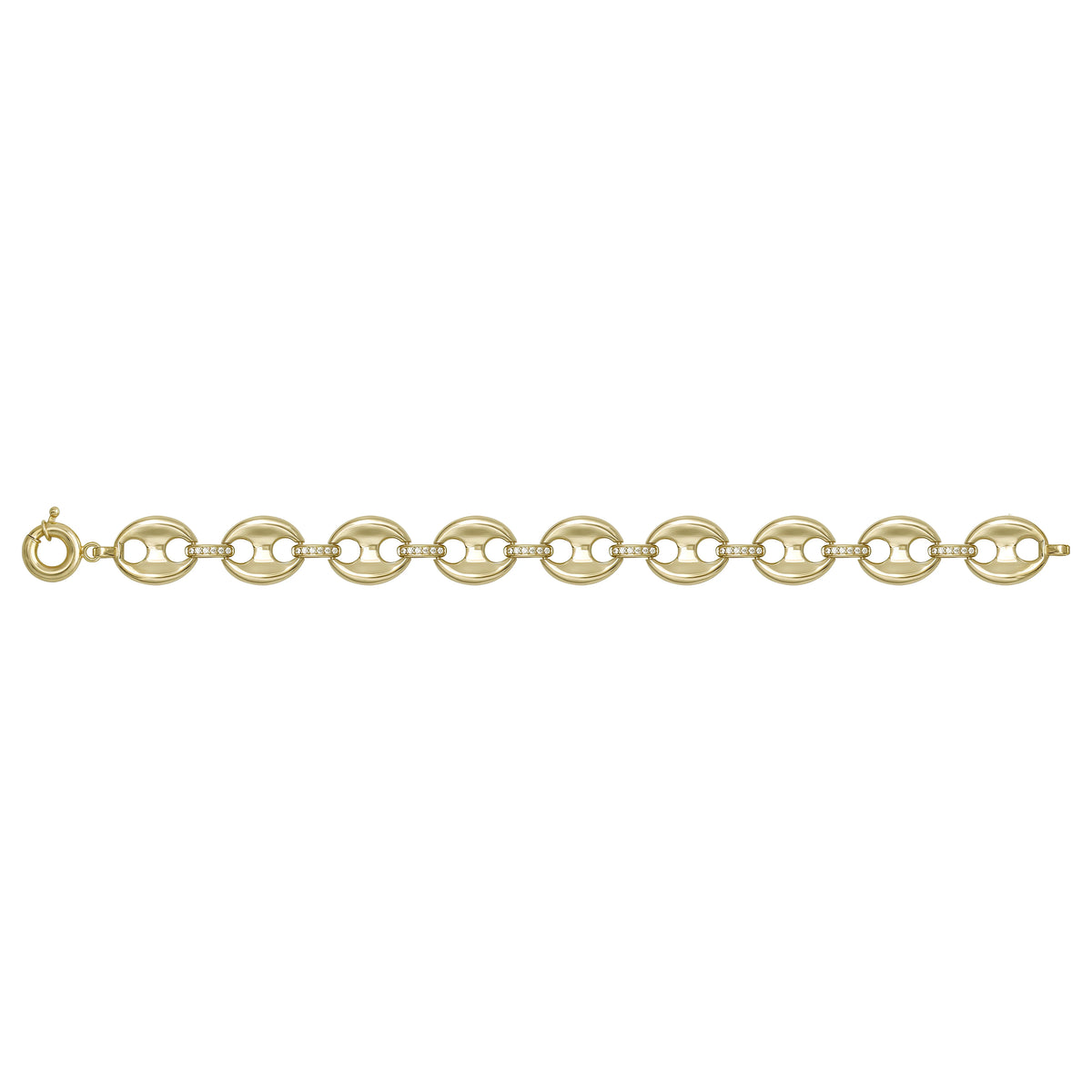 Solid gold mariner bracelet, 10.68 g — shown square on a plain background.