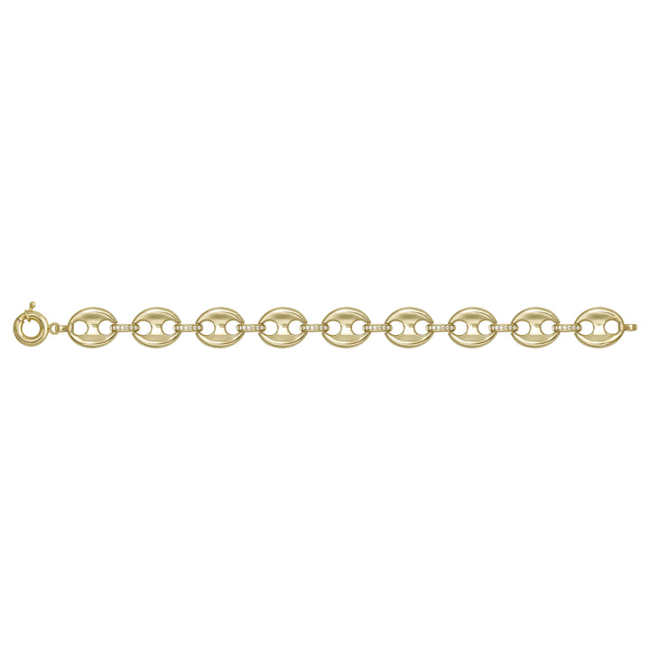 Solid gold mariner bracelet, 10.68 g — shown square on a plain background.