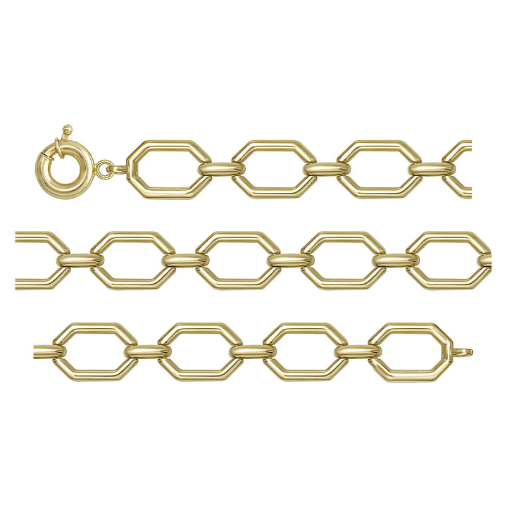 Solid gold fancy link bracelet, 6.48 g — shown in three rows across the frame.