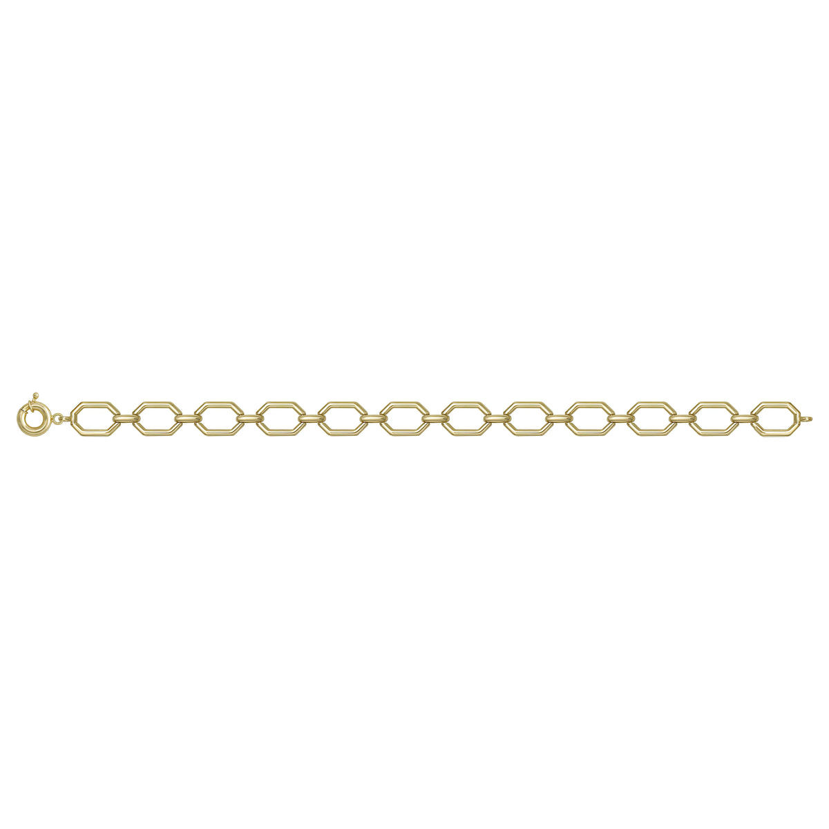 Solid gold fancy link bracelet, 6.48 g — shown square on a plain background.