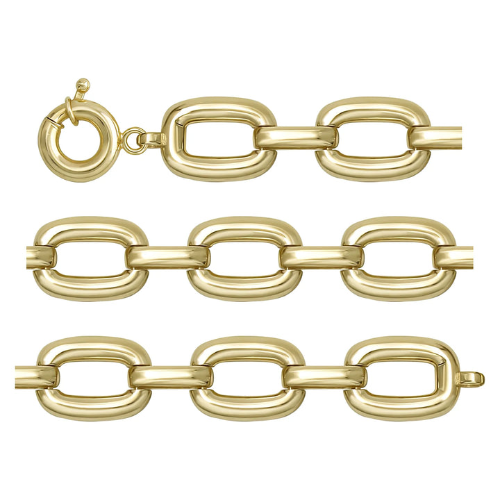 Solid gold fancy link bracelet, 11.10 g — shown in three rows across the frame.