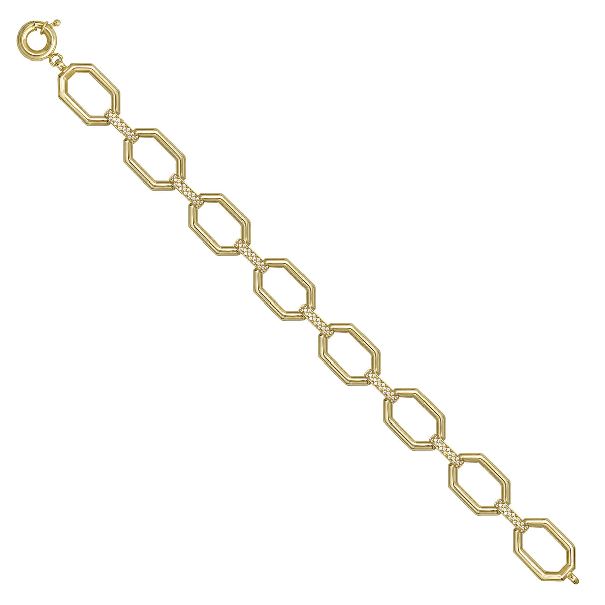 Solid gold fancy link bracelet, 12.00 g — shown at an angle across the frame.