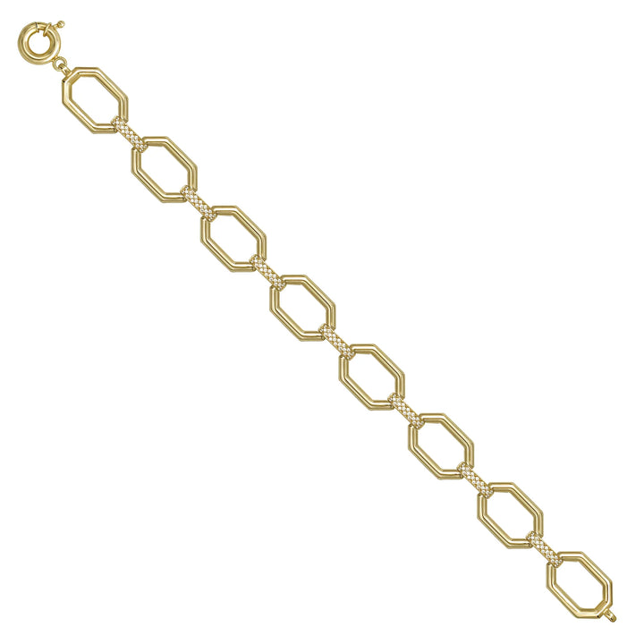 Solid gold fancy link bracelet, 12.00 g — shown at an angle across the frame.