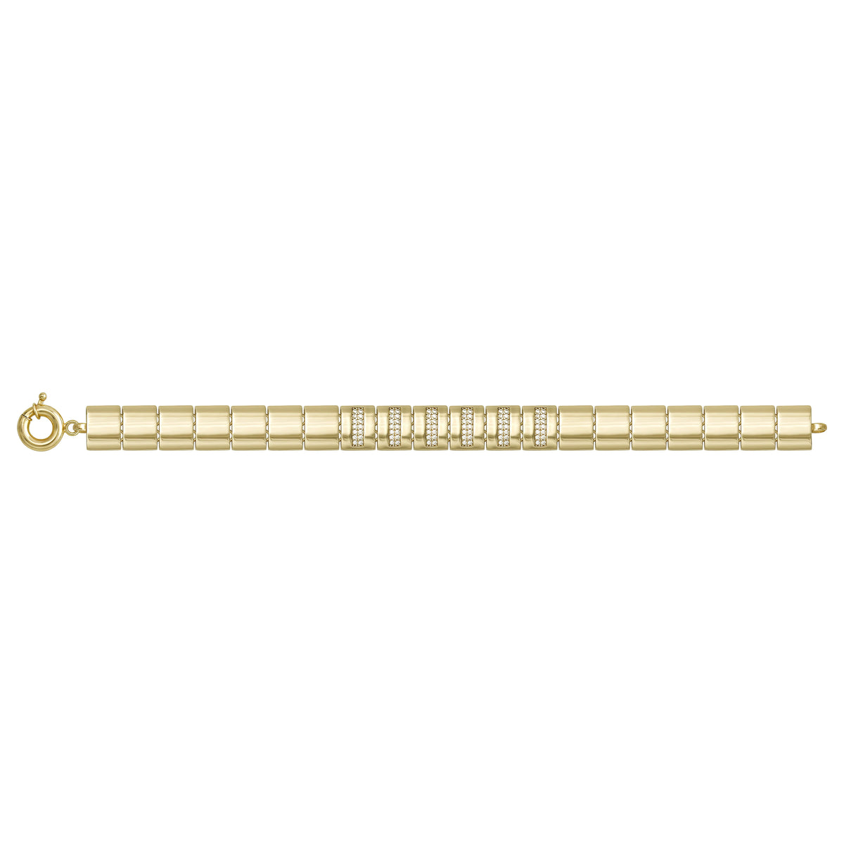 Solid gold bar link bracelet, 17.23 g — shown square on a plain background.