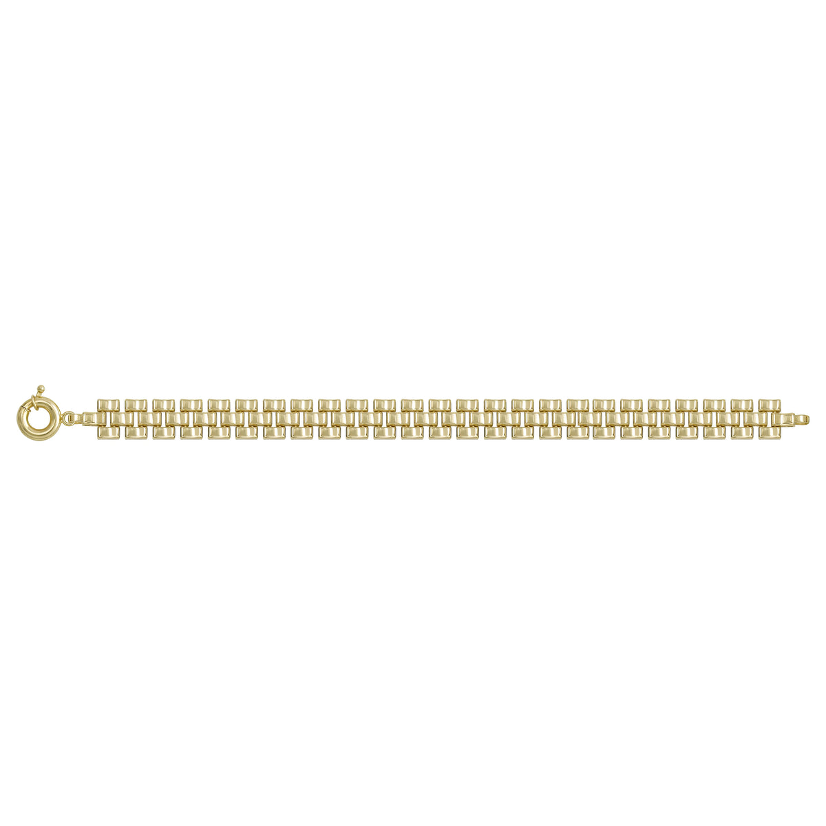 Solid gold brick link bracelet, 15.43 g — shown square on a plain background.