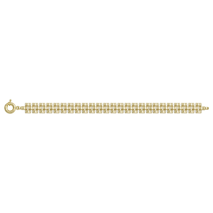 Solid gold brick link bracelet, 15.43 g — shown square on a plain background.