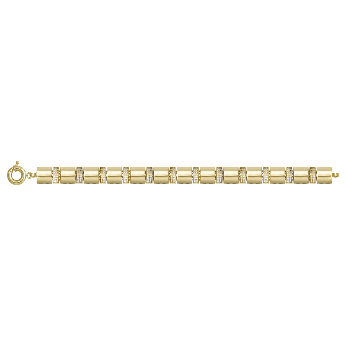 Solid gold bar link bracelet, 14.76 g — shown square on a plain background.