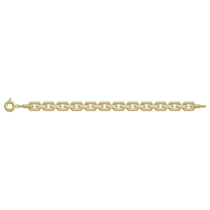 Solid gold fancy link bracelet, 12.84 g — shown square on a plain background.
