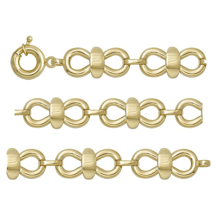 Solid gold fancy link bracelet, 9.66 g — shown in three rows across the frame.