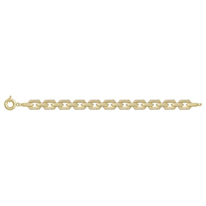 Solid gold bar link bracelet, 12.43 g — shown square on a plain background.