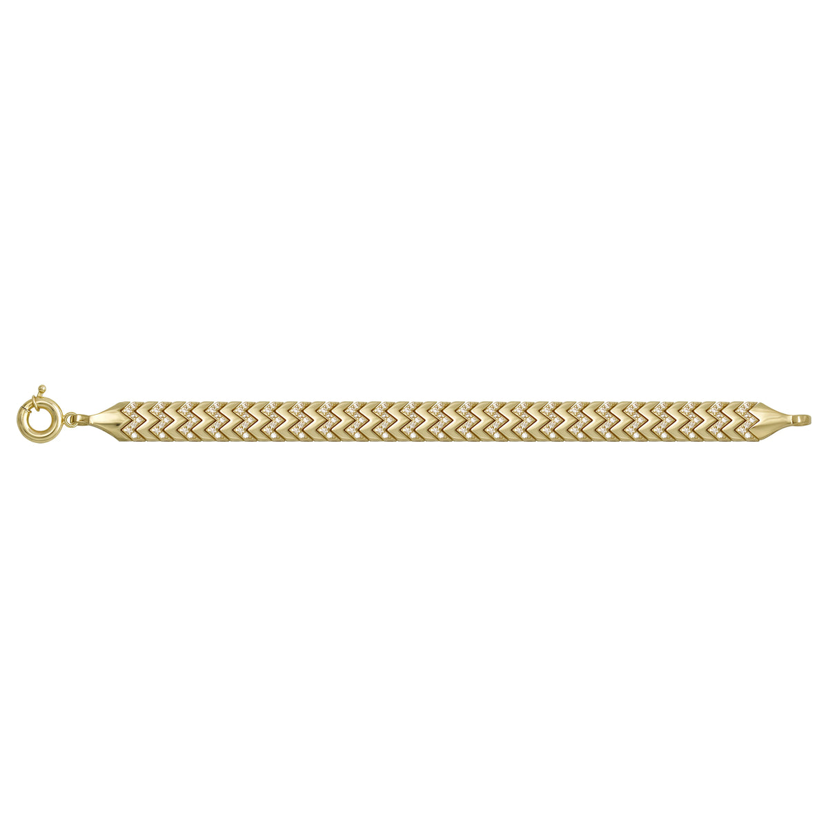 Solid gold herringbone bracelet, 12.48 g — shown square on a plain background.