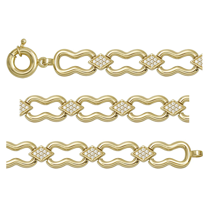 Solid gold fancy link bracelet, 10.71 g — shown in three rows across the frame.
