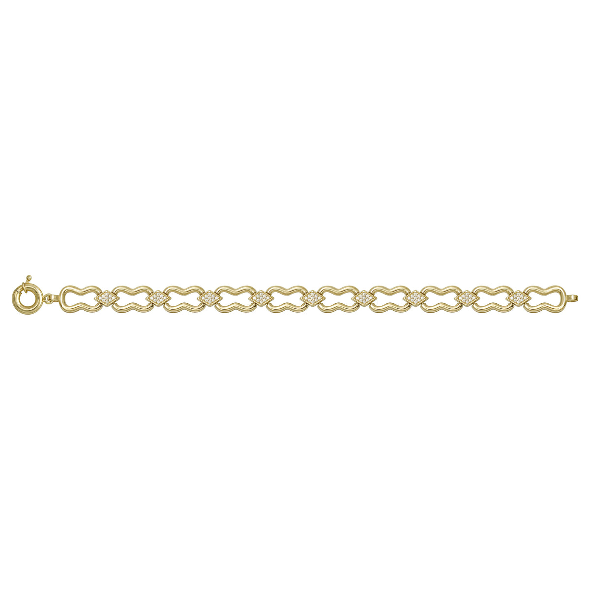 Solid gold fancy link bracelet, 10.71 g — shown square on a plain background.