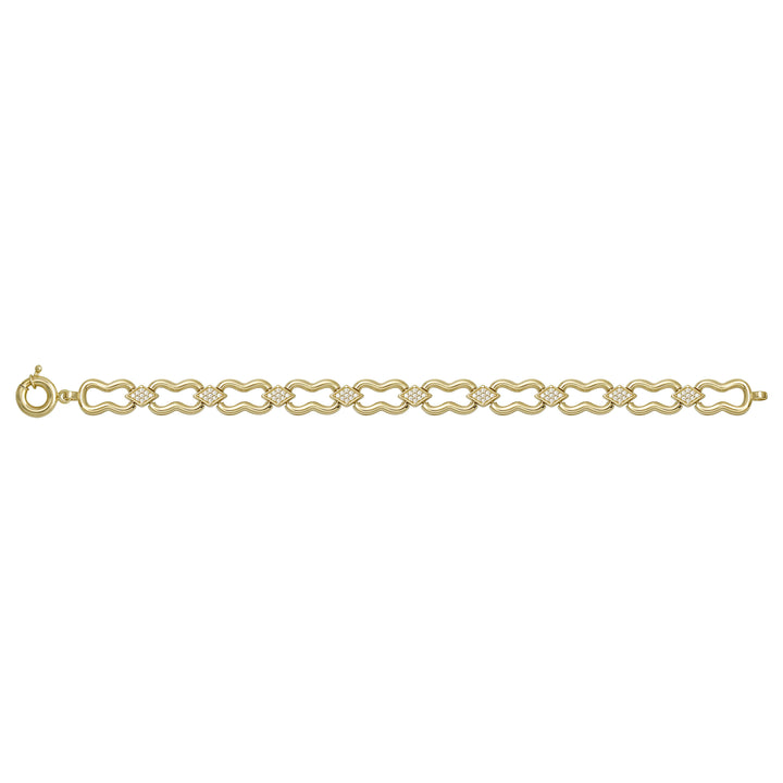 Solid gold fancy link bracelet, 10.71 g — shown square on a plain background.