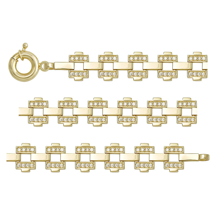 Solid gold bar link bracelet, 12.66 g — shown in three rows across the frame.