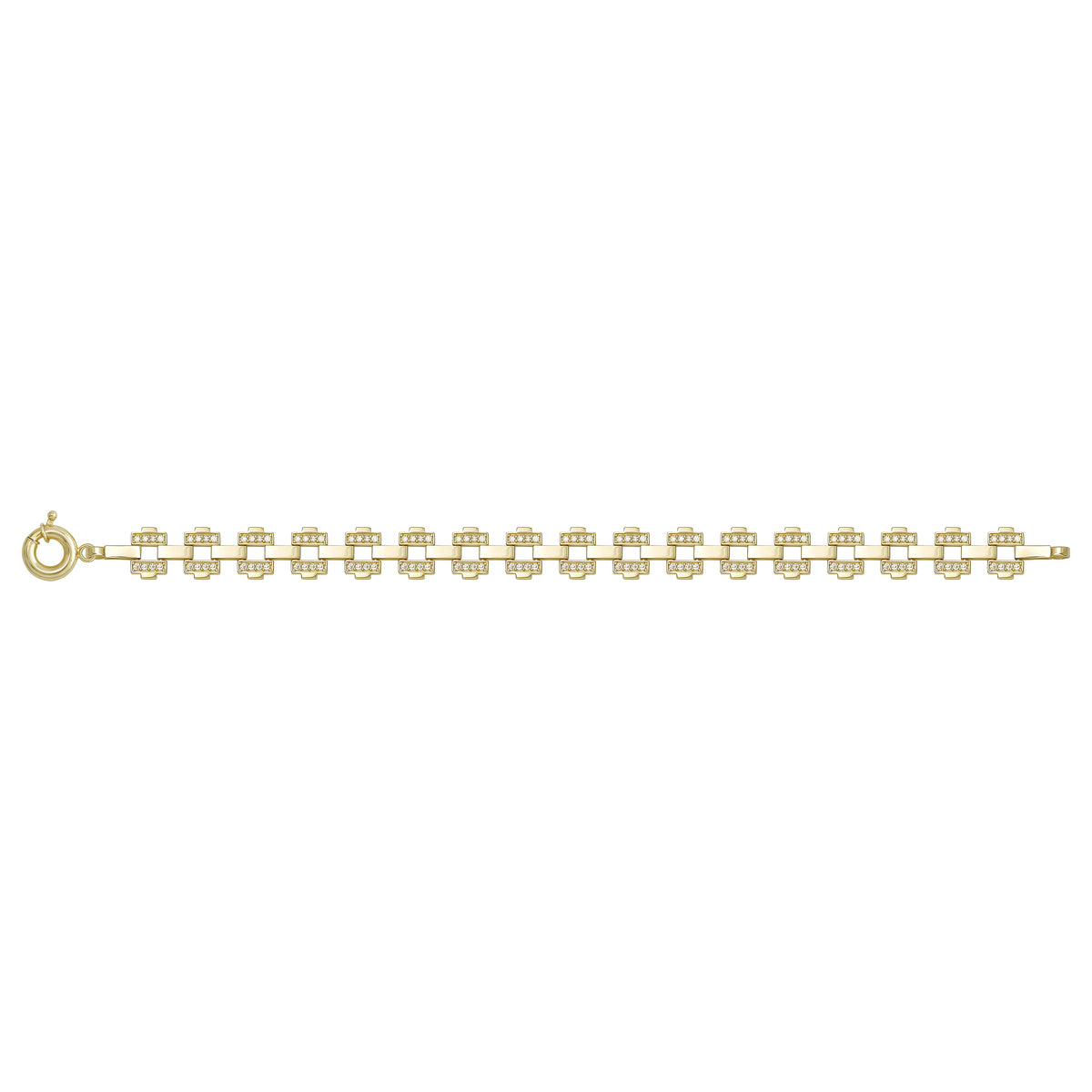Solid gold bar link bracelet, 12.66 g — shown square on a plain background.