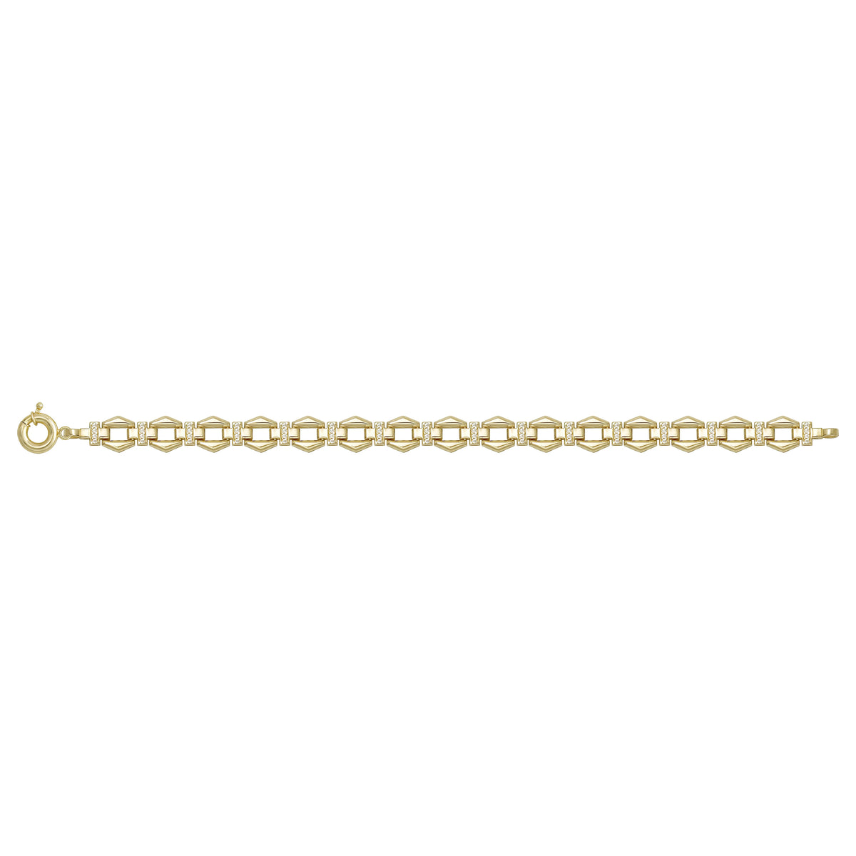 Solid gold fancy link bracelet, 10.64 g — shown square on a plain background.