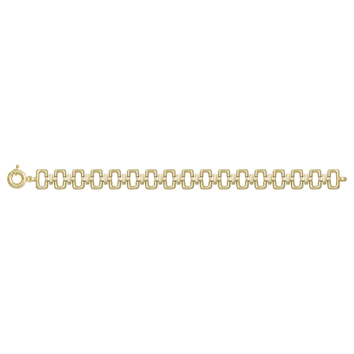 Solid gold fancy link bracelet, 13.70 g — shown square on a plain background.