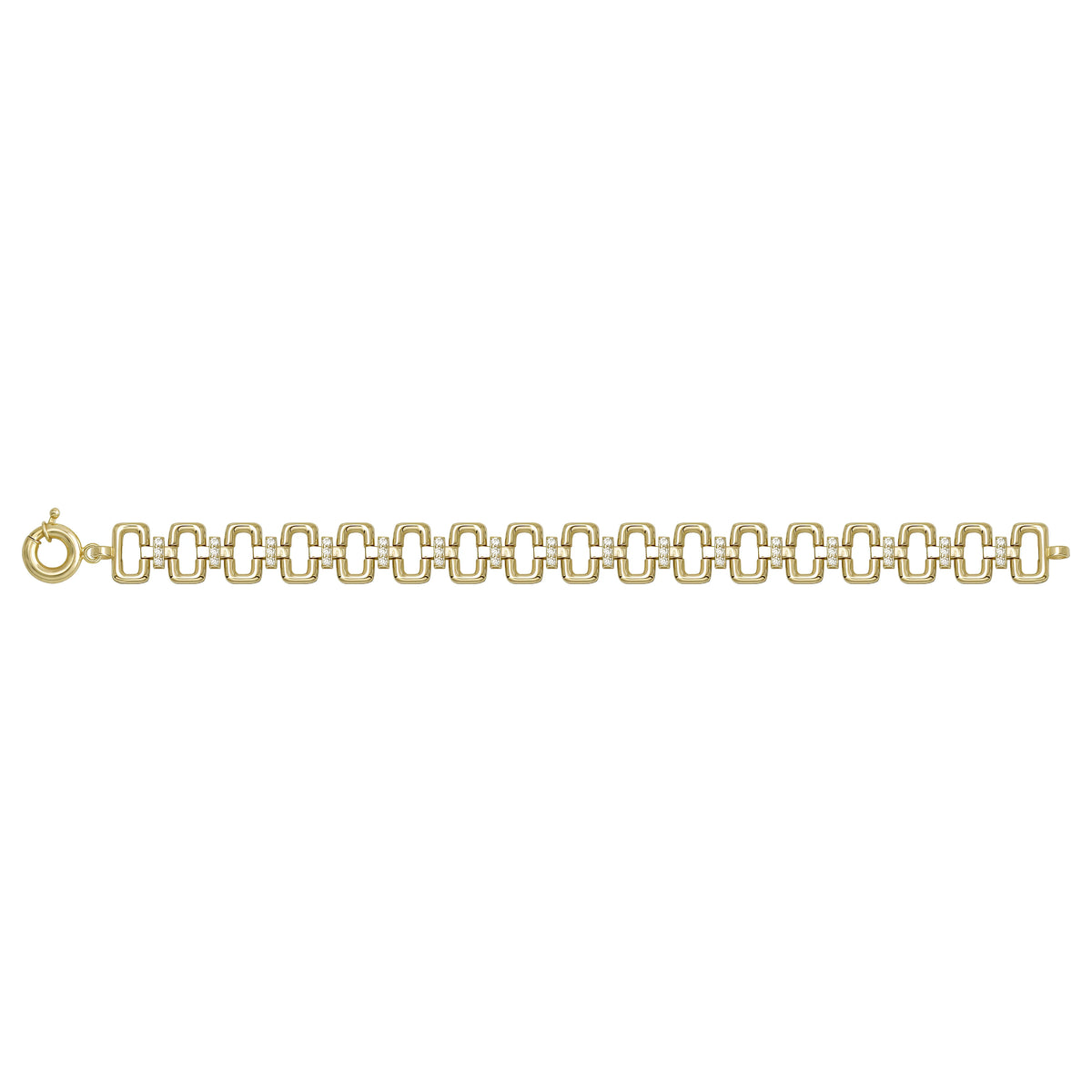 Solid gold fancy link bracelet, 14.83 g — shown square on a plain background.