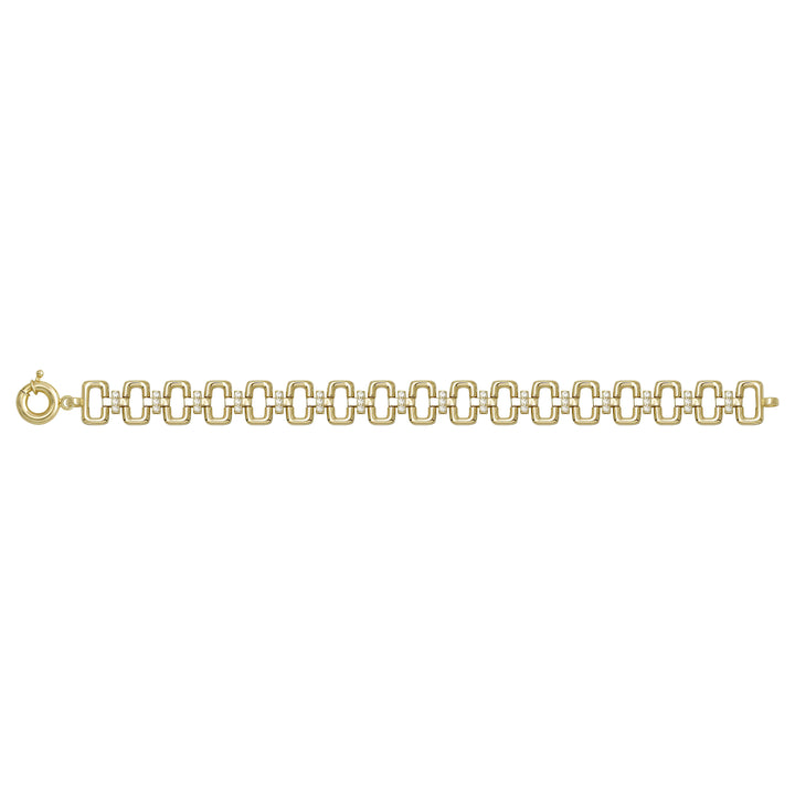 Solid gold fancy link bracelet, 14.83 g — shown square on a plain background.