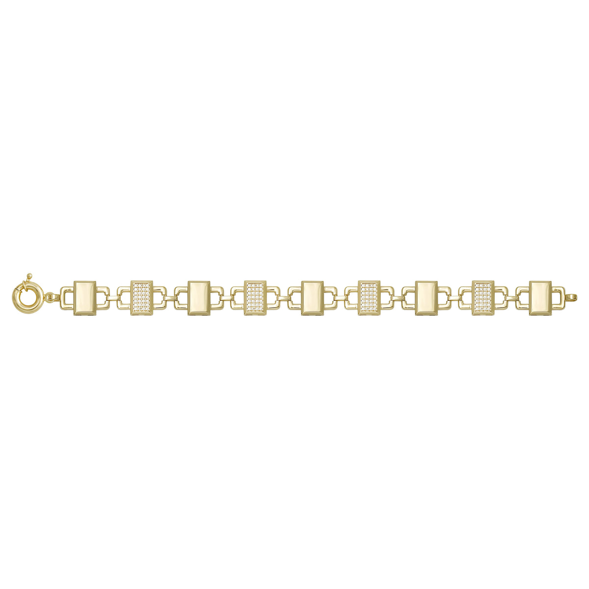 Solid gold fancy link bracelet, 11.07 g — shown square on a plain background.