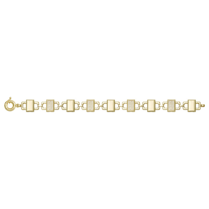 Solid gold fancy link bracelet, 11.07 g — shown square on a plain background.