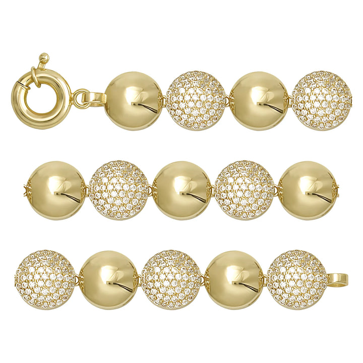 Solid gold bead bracelet, 12.10 g — shown in three rows across the frame.