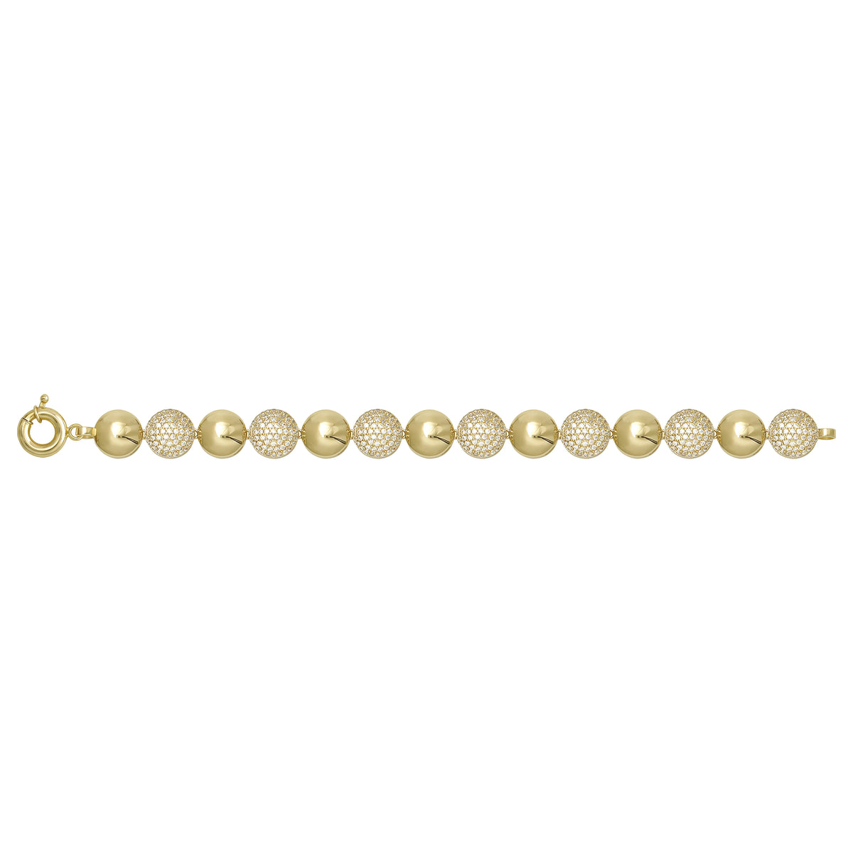 Solid gold bead bracelet, 12.10 g — shown square on a plain background.