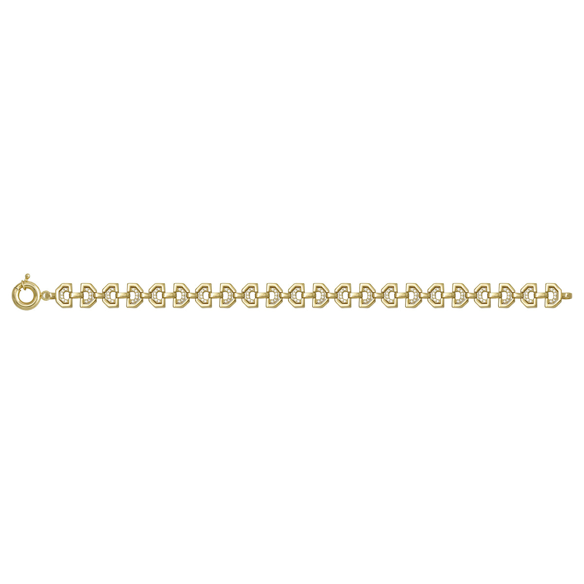 Solid gold fancy link bracelet, 11.74 g — shown square on a plain background.