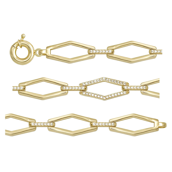 Solid gold fancy link bracelet, 10.50 g — shown in three rows across the frame.