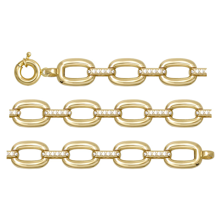 Solid gold fancy link bracelet, 8.25 g — shown in three rows across the frame.