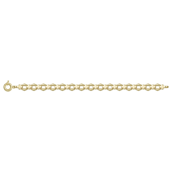 Solid gold fancy link bracelet, 10.23 g — shown square on a plain background.