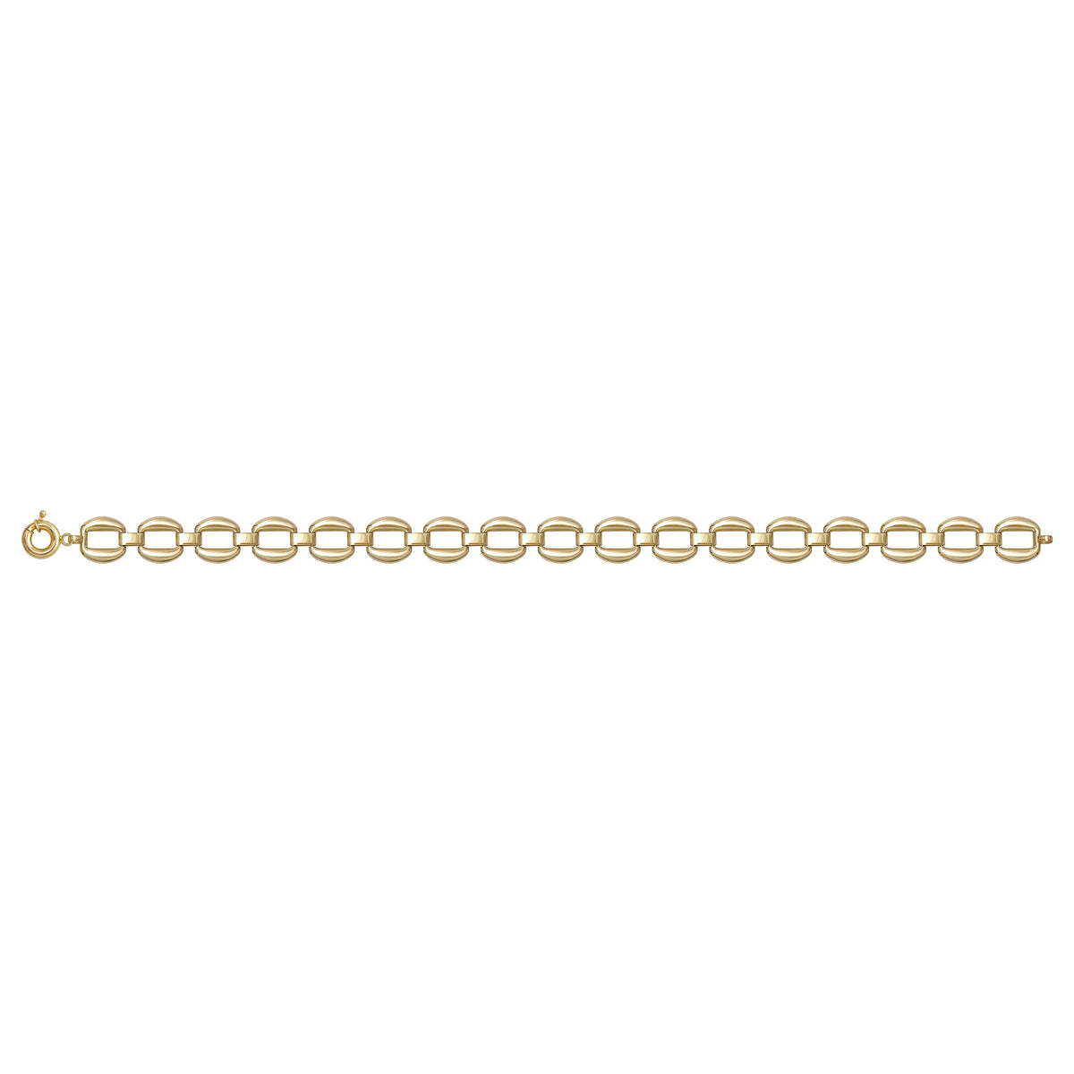 Solid gold fancy link bracelet, 7.35 g — shown square on a plain background.