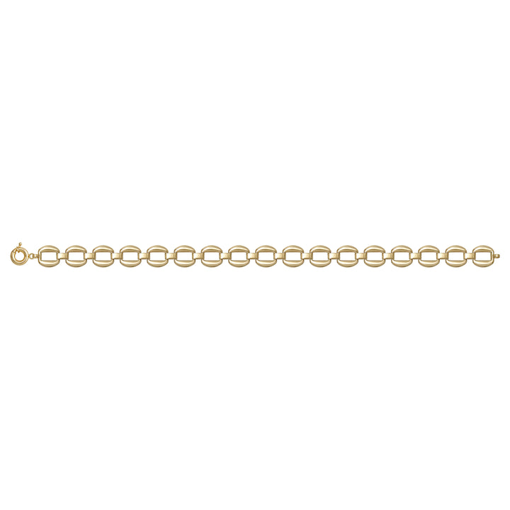 Solid gold fancy link bracelet, 7.35 g — shown square on a plain background.