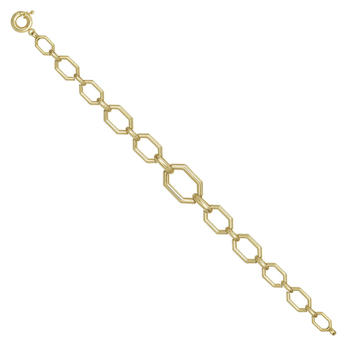 Solid gold fancy link bracelet, 11.85 g — shown at an angle across the frame.