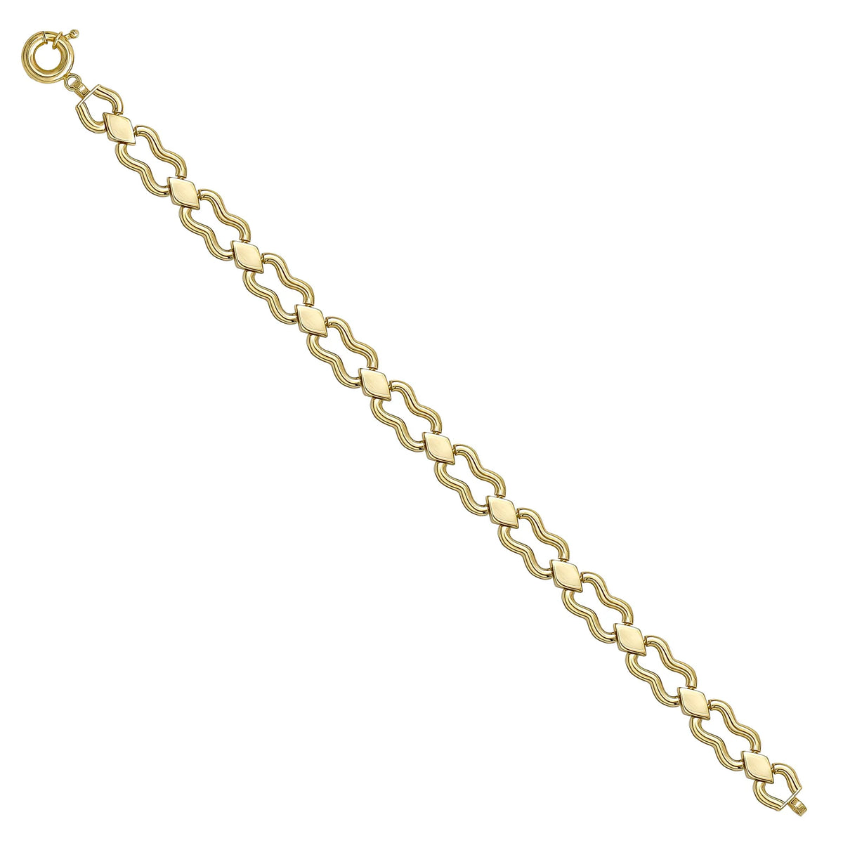 Solid gold fancy link bracelet, 9.35 g — shown at an angle across the frame.