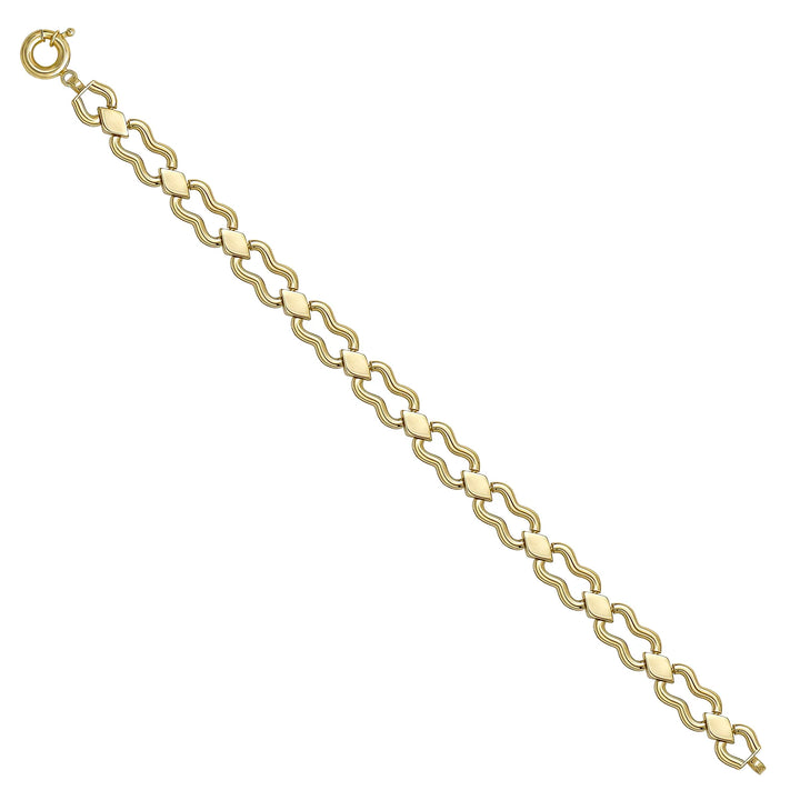 Solid gold fancy link bracelet, 9.35 g — shown at an angle across the frame.