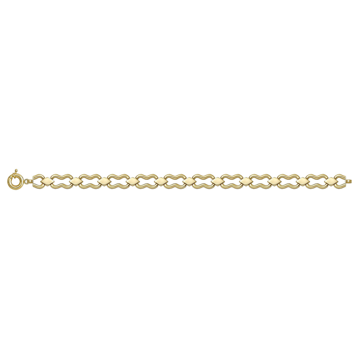 Solid gold fancy link bracelet, 9.35 g — shown square on a plain background.
