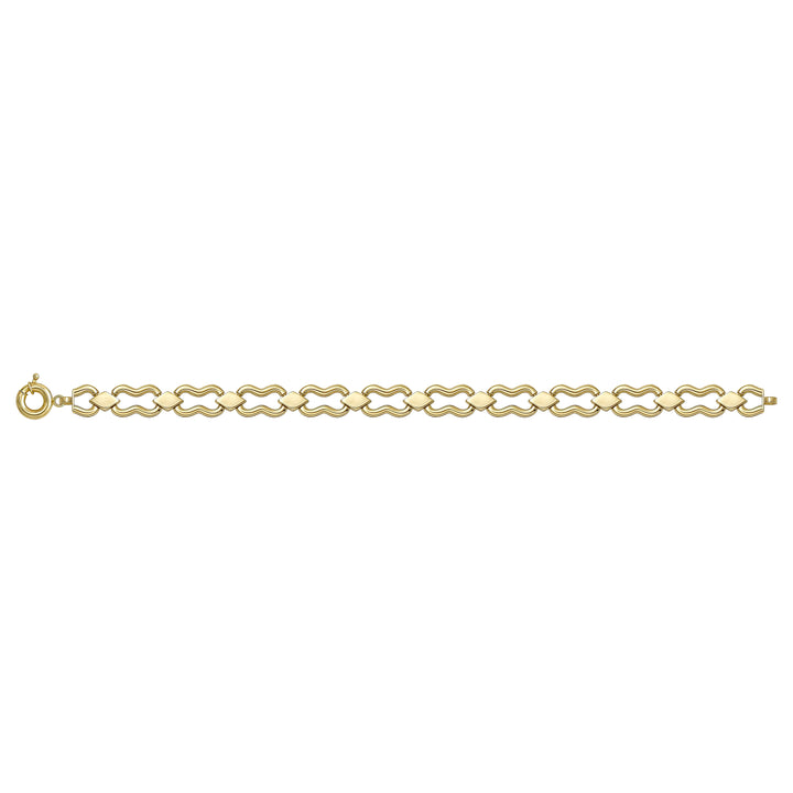 Solid gold fancy link bracelet, 9.35 g — shown square on a plain background.