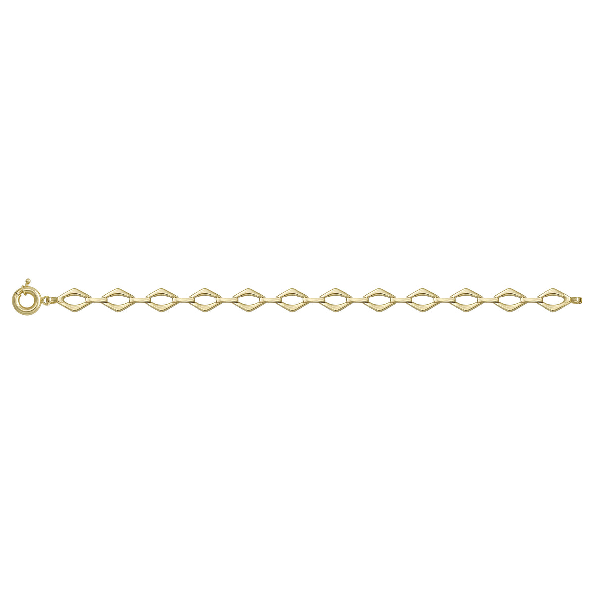 Solid gold fancy link bracelet, 7.57 g — shown square on a plain background.
