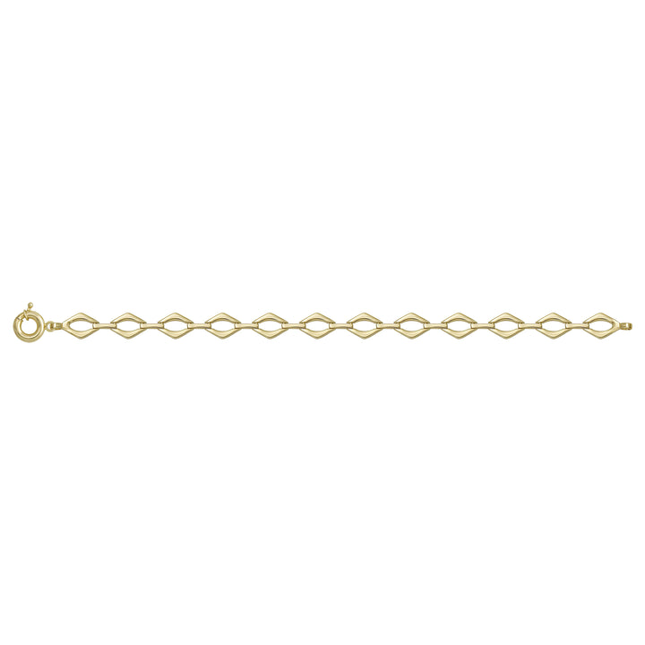 Solid gold fancy link bracelet, 7.57 g — shown square on a plain background.