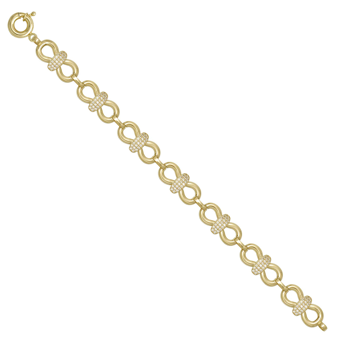 Solid gold fancy link bracelet, 10.42 g — shown at an angle across the frame.
